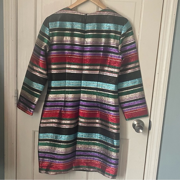 Trina Turk Metallic Multicolor Shift Dress 4 Rainbow Evening Party Cocktail - Picture 11 of 12